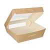 PAPSTAR Feinkostboxen, Pappe mit Sichtfenster aus PLA eckig 1000 ml 16 cm x 16 cm x 5 cm braun