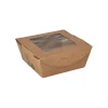 PAPSTAR Feinkostboxen, Pappe mit Sichtfenster aus PLA "pure" eckig 350 ml 4,5 cm x 9 cm x 9 cm braun "100% Fair"