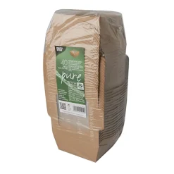 PAPSTAR Feinkostboxen, Pappe mit Sichtfenster aus PLA "pure" eckig 350 ml 4,5 cm x 9 cm x 9 cm braun "100% Fair"