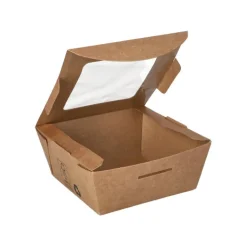 PAPSTAR Feinkostboxen, Pappe mit Sichtfenster aus PLA 