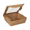 PAPSTAR Feinkostboxen, Pappe mit Sichtfenster aus PLA eckig 650 ml 4,5 cm x 12 cm x 12 cm braun "100% Fair"