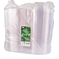 PAPSTAR Feinkost- und Salatschalen mit Klappdeckeln, PLA "pure" 750 ml 6,6 cm x 20,5 cm x 16,8 cm glasklar