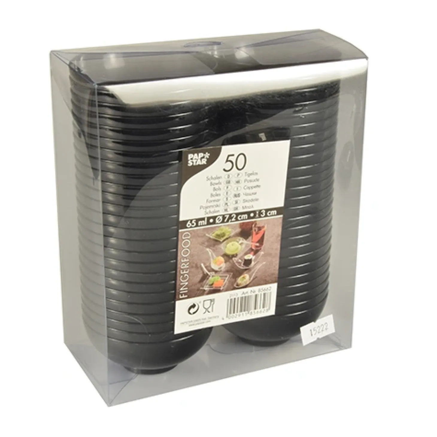 PAPSTAR Fingerfood - Schalen, PS rund 65 ml Ø 7,2 cm, 3 cm schwarz