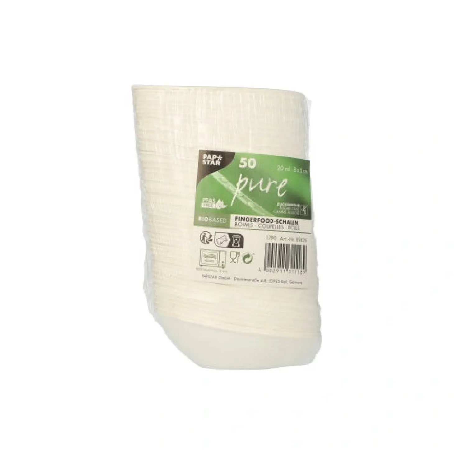 PAPSTAR Fingerfood - Schalen, Zuckerrohr "pure" 20 ml 8 cm x 5 cm weiß "Egg"