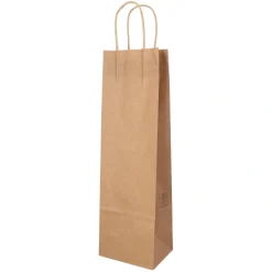 PAPSTAR Flaschentragetasche, Papier 40 cm x 12 cm x 9,5 cm braun mit gedrehtem Tragegriff, 16 x 25 Stück
