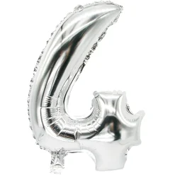 PAPSTAR Folienluftballon 35 cm x 20 cm silber "4"