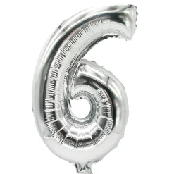 PAPSTAR Folienluftballon 35 cm x 20 cm silber "6"