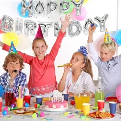 PAPSTAR Folienluftballon-Set silber "Happy Birthday"