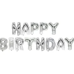 PAPSTAR Folienluftballon-Set silber "Happy Birthday"