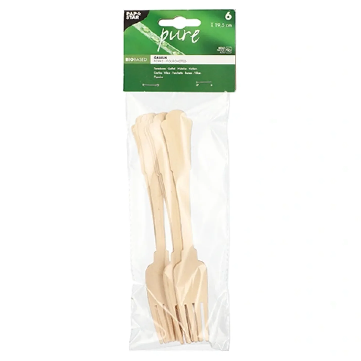 PAPSTAR Gabeln, Holz "pure" 19,5 cm "Vintage", 15 x 6 Stück
