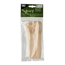 PAPSTAR Gabeln, Holz "pure" 16,5 cm, 15 x 10 Stück
