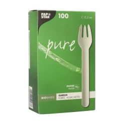 PAPSTAR Gabeln, Papier "pure" 15,8 cm weiß, 10 x 100 Stück
