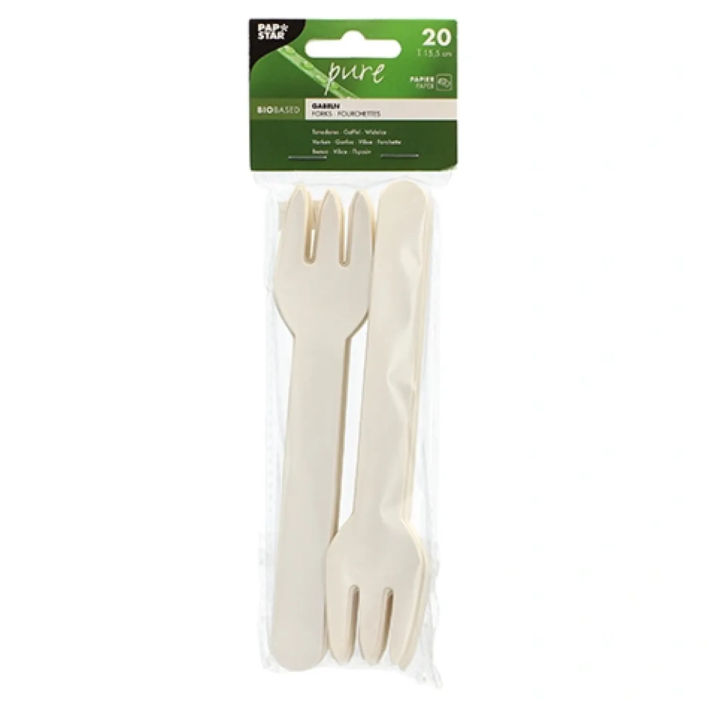 PAPSTAR Gabeln, Papier "pure" 15,5 cm weiß, 20 x 20 Stück