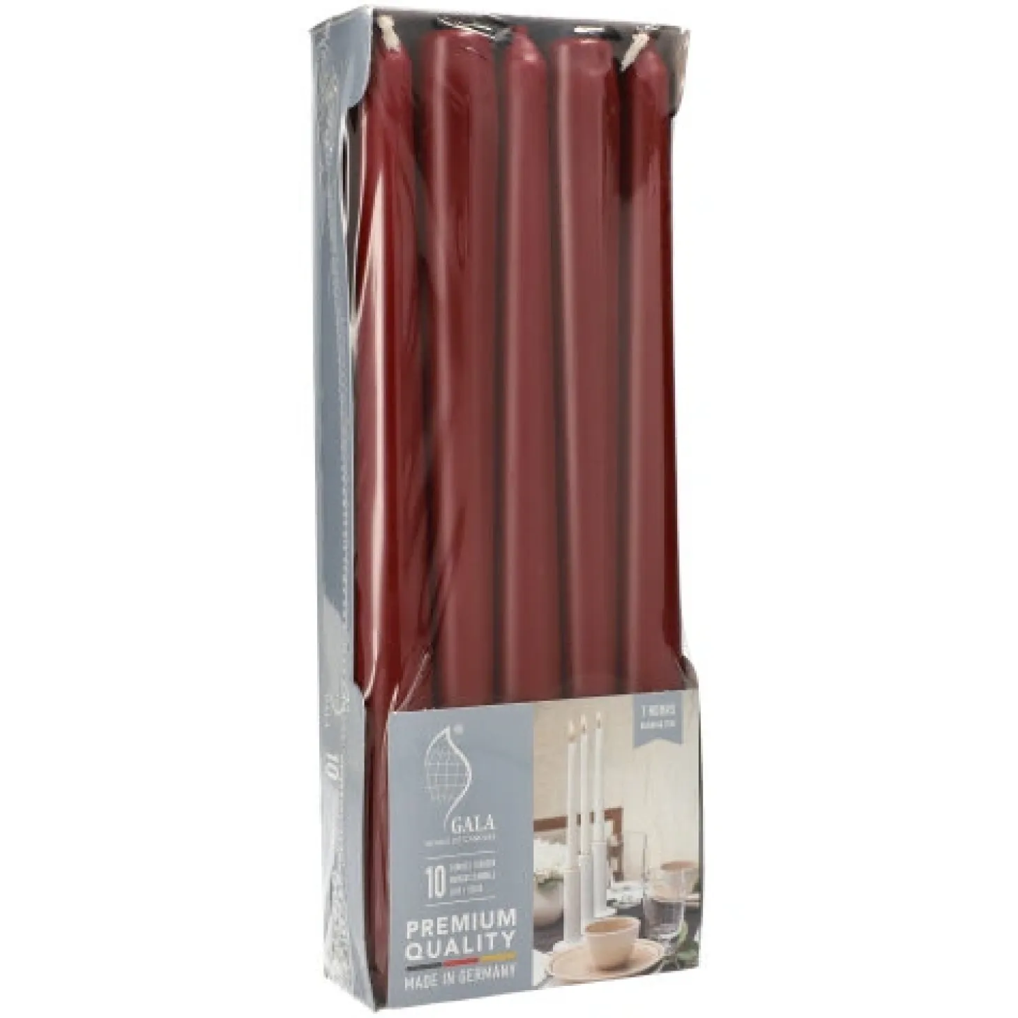 PAPSTAR GALA Basic Leuchterkerzen Ø 2,3 cm, 25 cm kirsche
