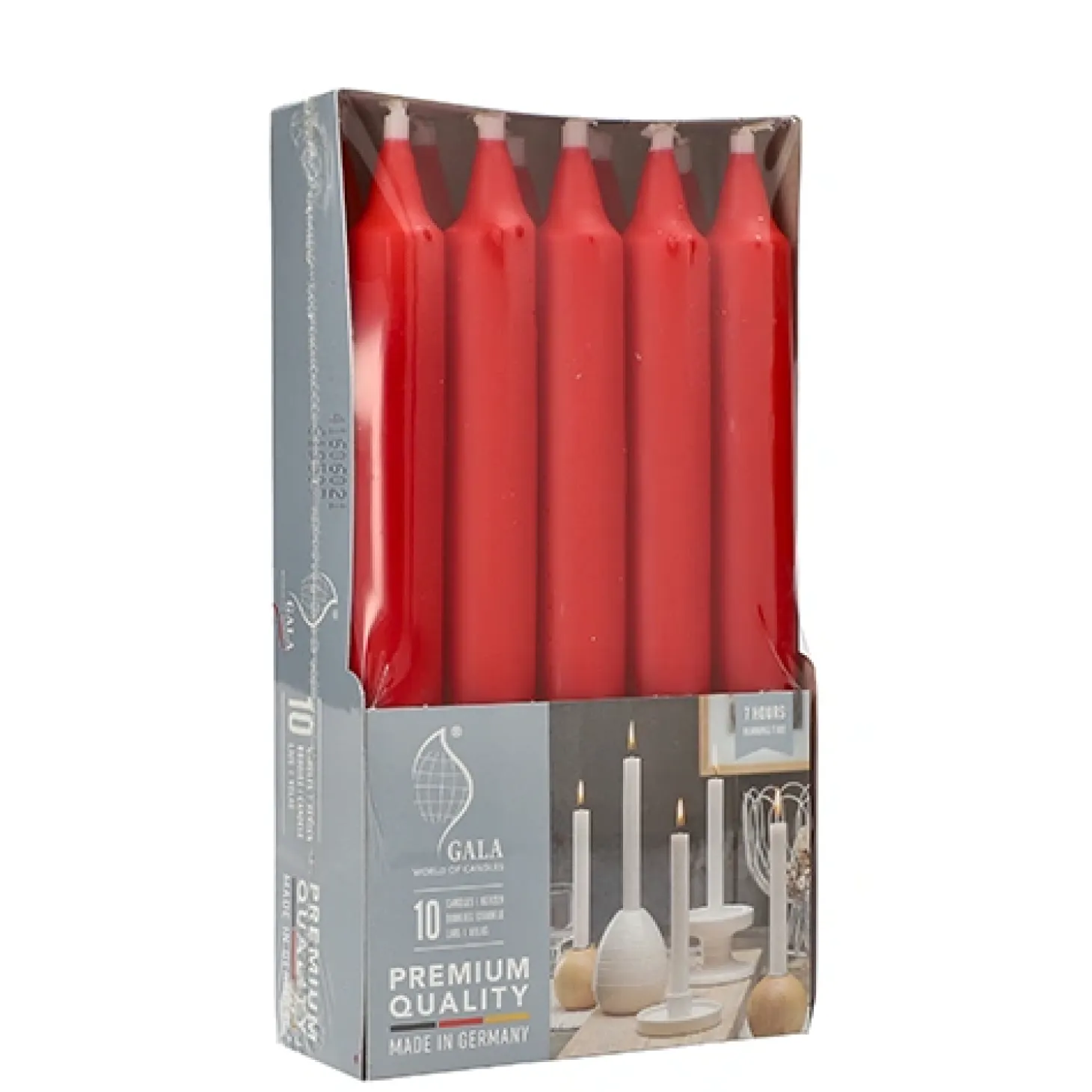 PAPSTAR GALA Basic Tafelkerzen Ø 2,1 cm, 19,3 cm tangorot