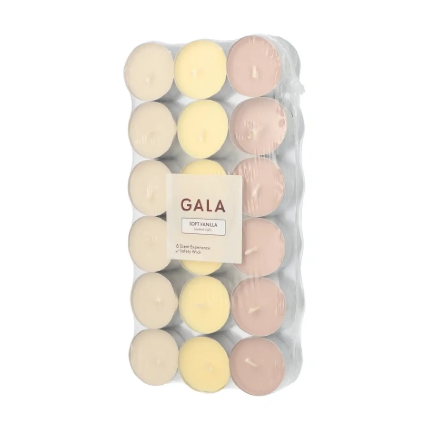 PAPSTAR "GALA" Duftlichte Ø 3,8 cm, 1,7 cm creme - Soft Vanilla "Ton in Ton", 8 x 36 Stück