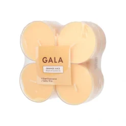 PAPSTAR "GALA" Maxi Duftlichte Ø 59 mm, 24 mm orange - Orange Juice in Polycarbonathülle, 6 x 8 Stück