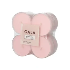 PAPSTAR "GALA" Maxi Duftlichte Ø 59 mm, 24 mm rose - Rose Garden Polycarbonathülle, 6 x 8 Stück