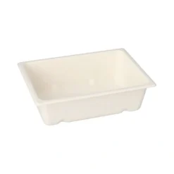 PAPSTAR Gastronorm-Behälter GN 1/8 Zuckerrohr mit PLA, eckig 4,7 cm x 16,5 cm x 12,3 cm weiß