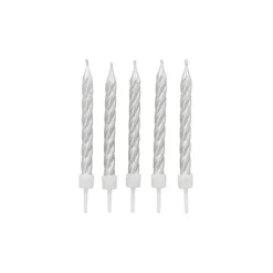 PAPSTAR Geburtstagskerzen auf Halter 6 cm silber