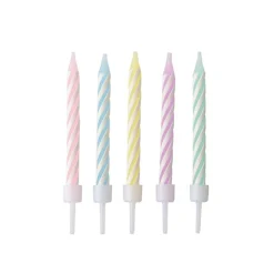 PAPSTAR Geburtstagskerzen mit Halter 6 cm farbig sortiert pastell
