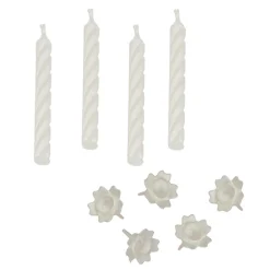 PAPSTAR Geburtstagskerzen mit Halter 6 cm weiß