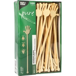 PAPSTAR Getränke-Quirle, Bambus "pure" 21 cm "Hands"