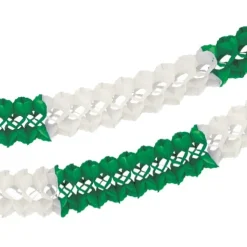 PAPSTAR Großraumgirlande, Papier Ø 16 cm, 10 m grün/weiß schwer entflammbar