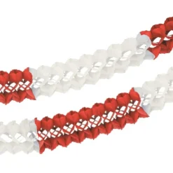 PAPSTAR Großraumgirlande, Papier Ø 16 cm, 10 m rot/weiß schwer entflammbar