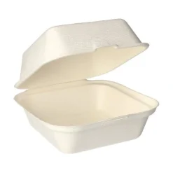 PAPSTAR Hamburger-Boxen Zuckerrohr "pure" 8 cm x 14 cm x 15 cm weiß