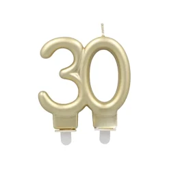 PAPSTAR Jubiläumskerzen mit Halter 7 cm gold 
