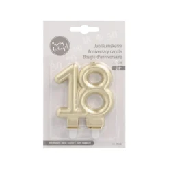 PAPSTAR Jubiläumskerzen mit Halter 7 cm gold "18"