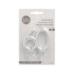 PAPSTAR Jubiläumskerzen mit Halter 7 cm silber 