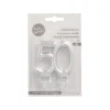PAPSTAR Jubiläumskerzen mit Halter 7 cm silber "50"
