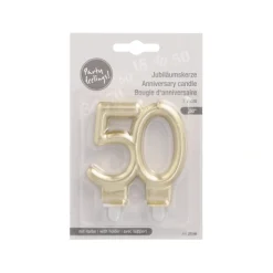 PAPSTAR Jubiläumskerzen mit Halter 7 cm gold 