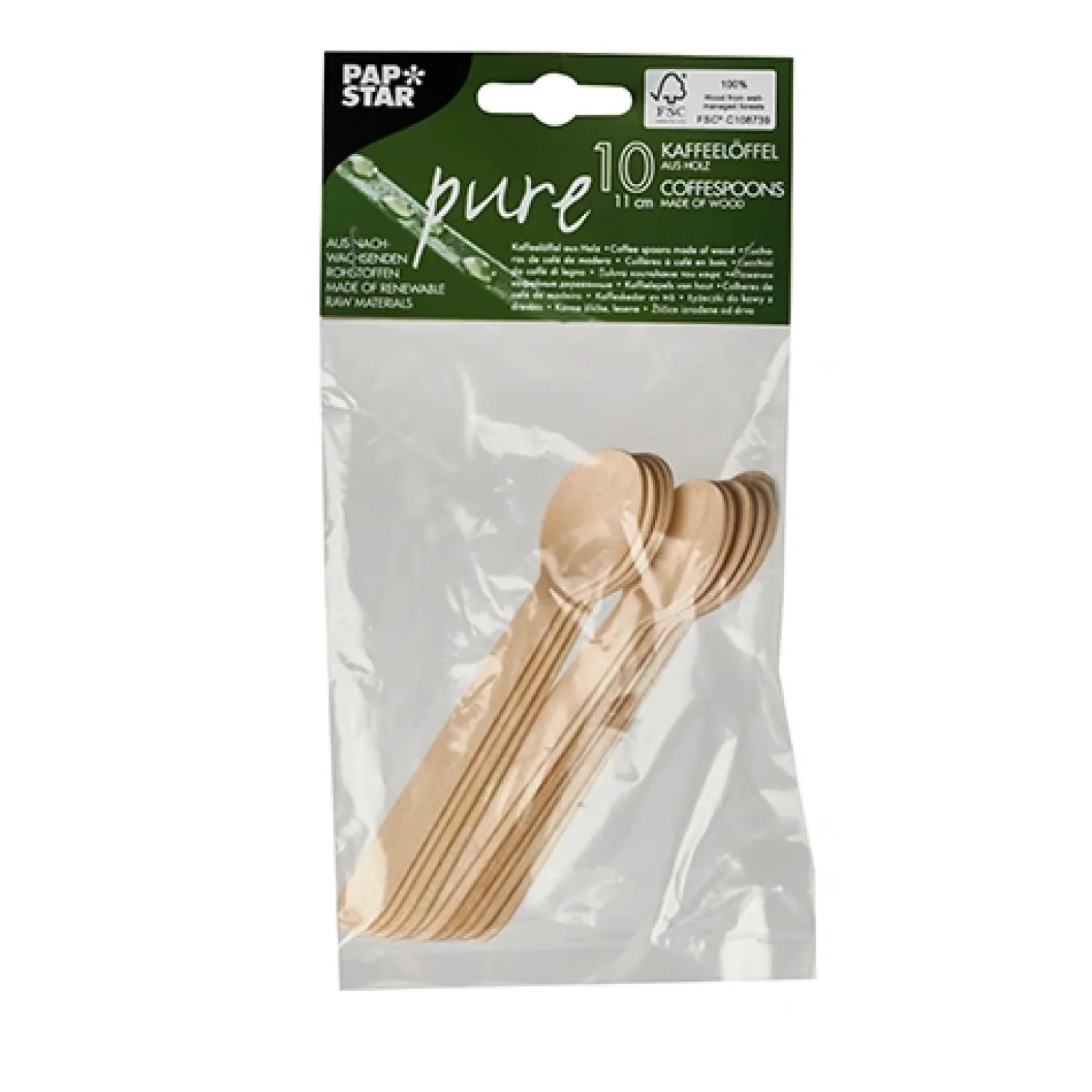 PAPSTAR Kaffeelöffel, Holz "pure" 11 cm, 15 x 10 Stück