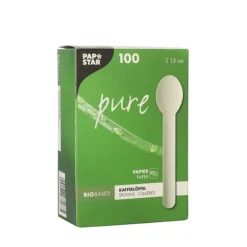 PAPSTAR Kaffeelöffel, Papier "pure" 13 cm weiß, 10 x 100 Stück