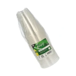PAPSTAR Kaltgetränkebecher, PLA "pure" 0,3 l Ø 9,5 cm, 11 cm glasklar mit Schaumrand, 12 x 25 Stück