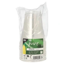 PAPSTAR Kaltgetränkebecher, PLA "pure" 0,3 l Ø 9,5 cm, 11 cm glasklar mit Schaumrand, 8 x 10 Stück
