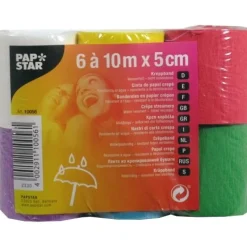 PAPSTAR Krepp-Bänder 10 m x 5 cm farbig sortiert wasserfest