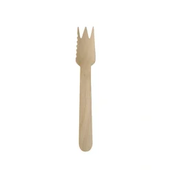 PAPSTAR Kuchen- und Snackgabeln, Holz "pure" 14 cm mit einseitig gezacktem Rand