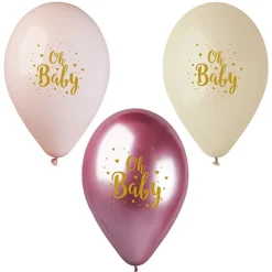 PAPSTAR Luftballons Ø 29 cm rosé "Oh Baby", 12 x 6 Stück