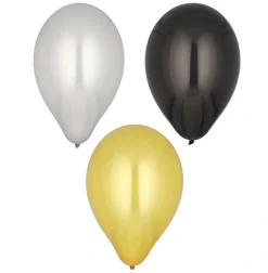 PAPSTAR Luftballons Ø 25 cm schwarz/gold/silber