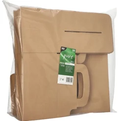PAPSTAR Lunch-Boxen, Pappe "pure" eckig 12,5 cm x 15,5 cm x 22,5 cm braun mit Tragegriff