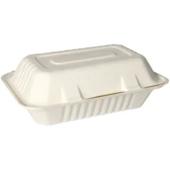PAPSTAR Menüboxen, Zuckerrohr ungeteilt 7,9 cm x 15,5 cm x 23 cm weiß