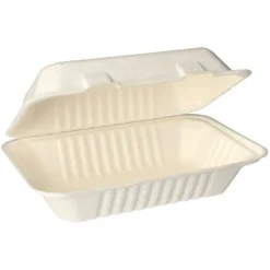PAPSTAR Menüboxen, Zuckerrohr ungeteilt 7,9 cm x 15,5 cm x 23 cm weiß