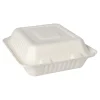 PAPSTAR Menüboxen, Zuckerrohr "pure" 3-geteilt 7,7 cm x 20 cm x 22 cm weiß, 4 x 50 Stück