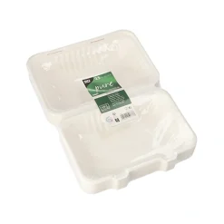 PAPSTAR Menüboxen, Zuckerrohr "pure" ungeteilt 7,9 cm x 15,5 cm x 23 cm weiß