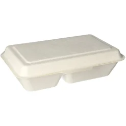 PAPSTAR Menüboxen, Zuckerrohr "pure" 2-geteilt 6,5 cm x 24 cm x 15,5 cm