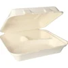 PAPSTAR Menüboxen, Zuckerrohr "pure" 3-geteilt 8 cm x 24 cm x 24 cm weiß